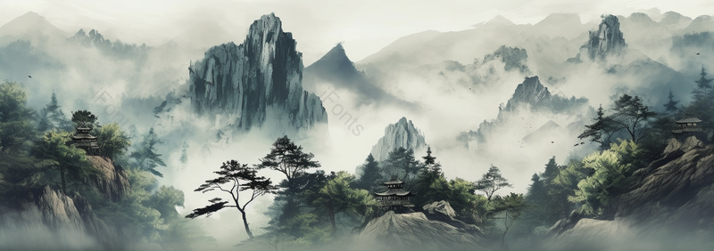 中国风峡谷背景,插画/手绘图,插画/手绘图库,插画/手绘图下载,插画/手绘